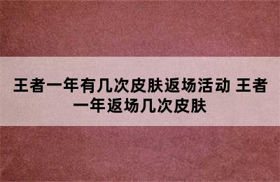 王者一年有几次皮肤返场活动 王者一年返场几次皮肤